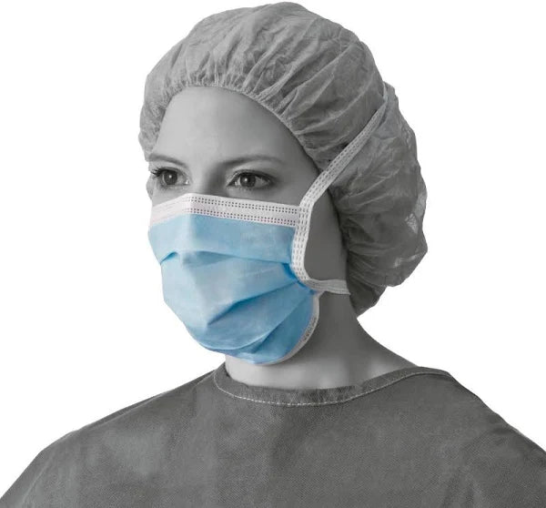 Disposable face mask with tie on