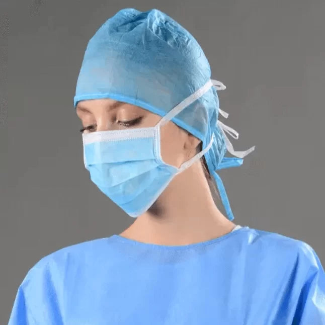 Disposable face mask with tie on