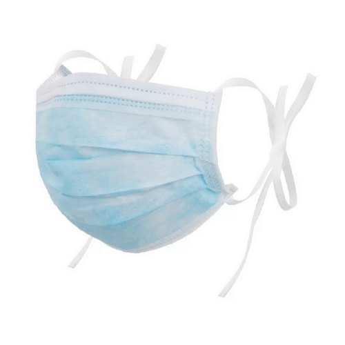 Disposable face mask with tie on